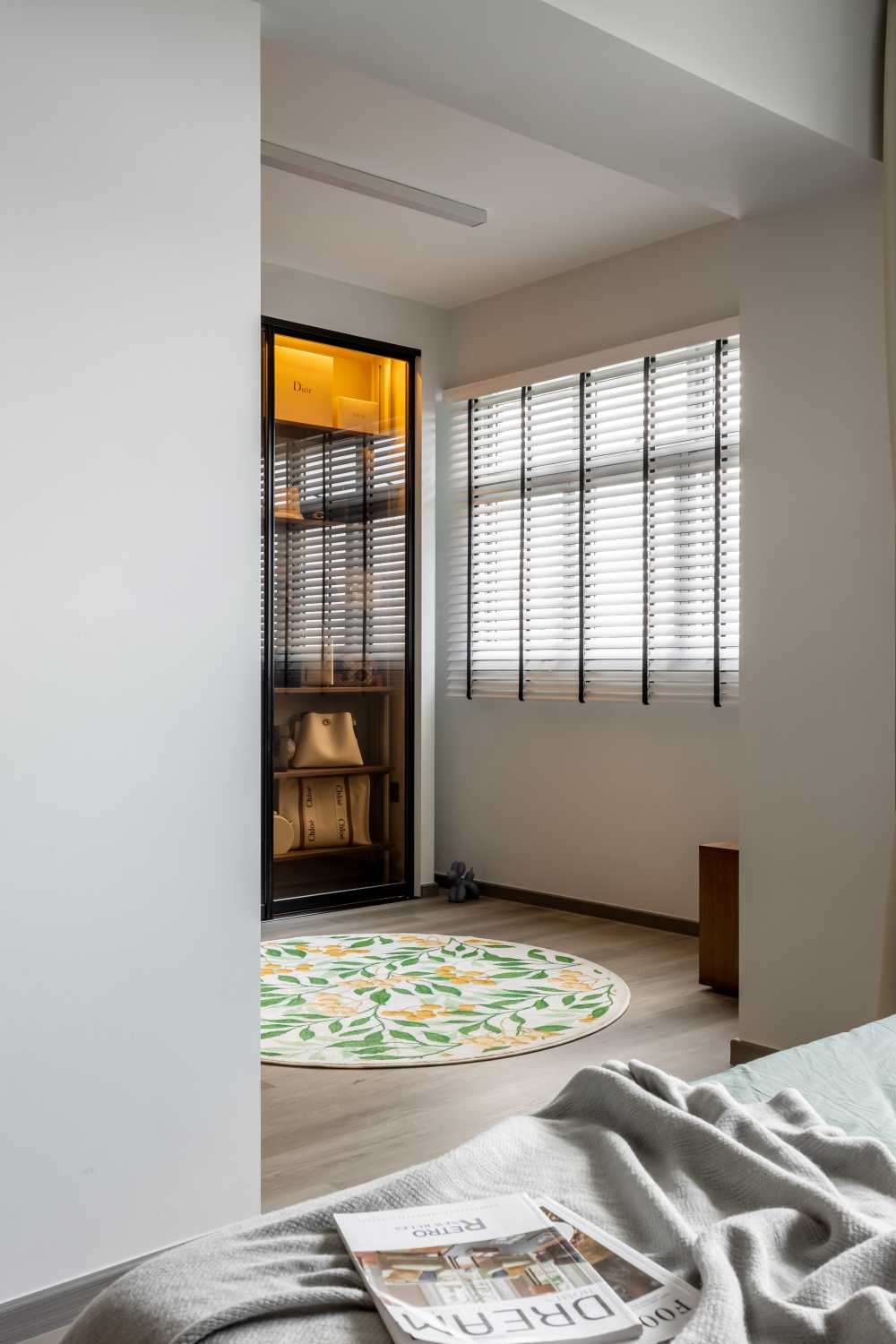 Scandinavian Bedroom with Vinyl Flooring and Wardrobe