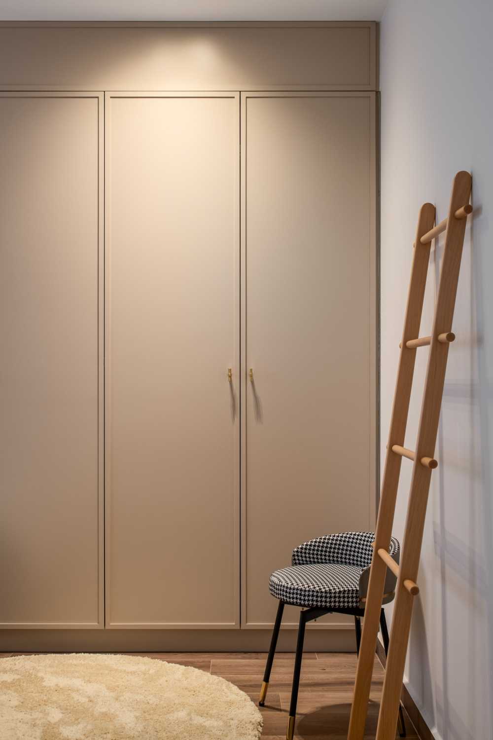 Contemporary Bedroom with Wardrobe and Downlights