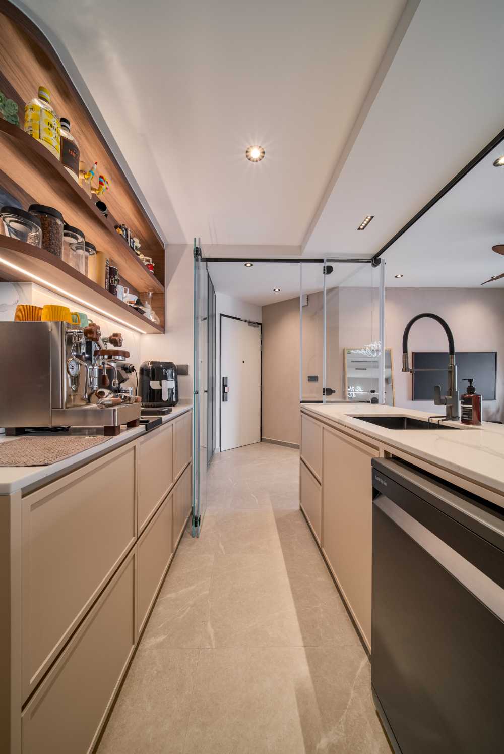 Contemporary Kitchen with Countertop and Kitchen Island