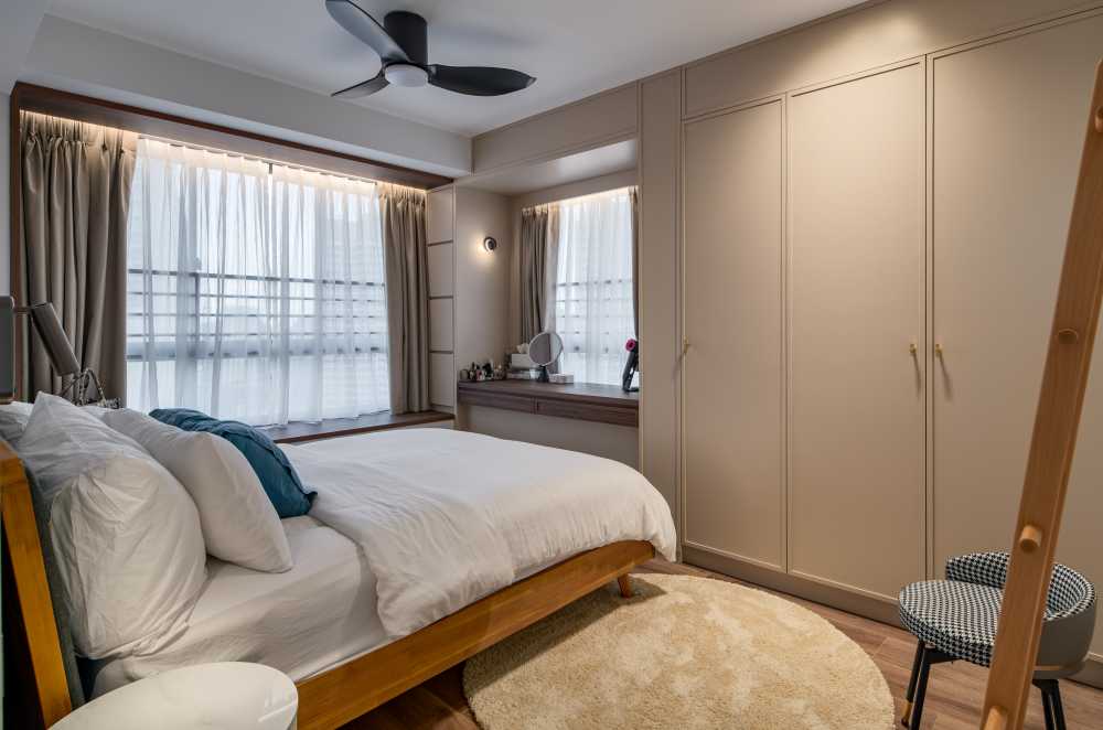 Contemporary Bedroom with Cove Lighting and Downlights