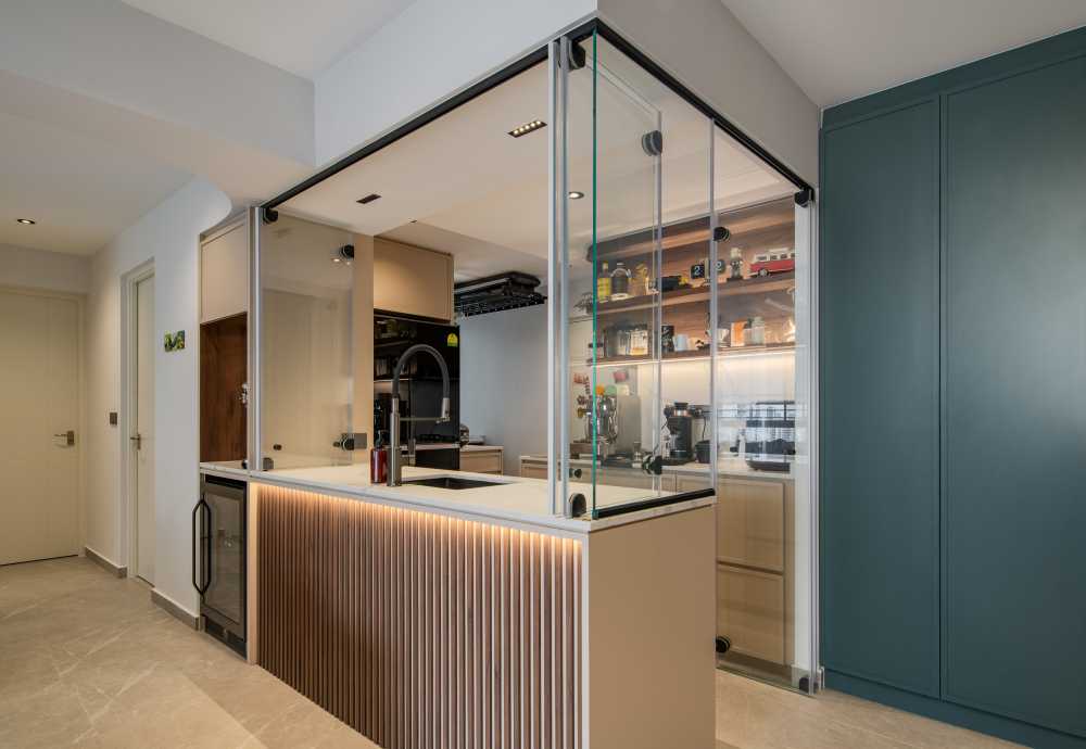 Contemporary Kitchen with Countertop and Kitchen Island