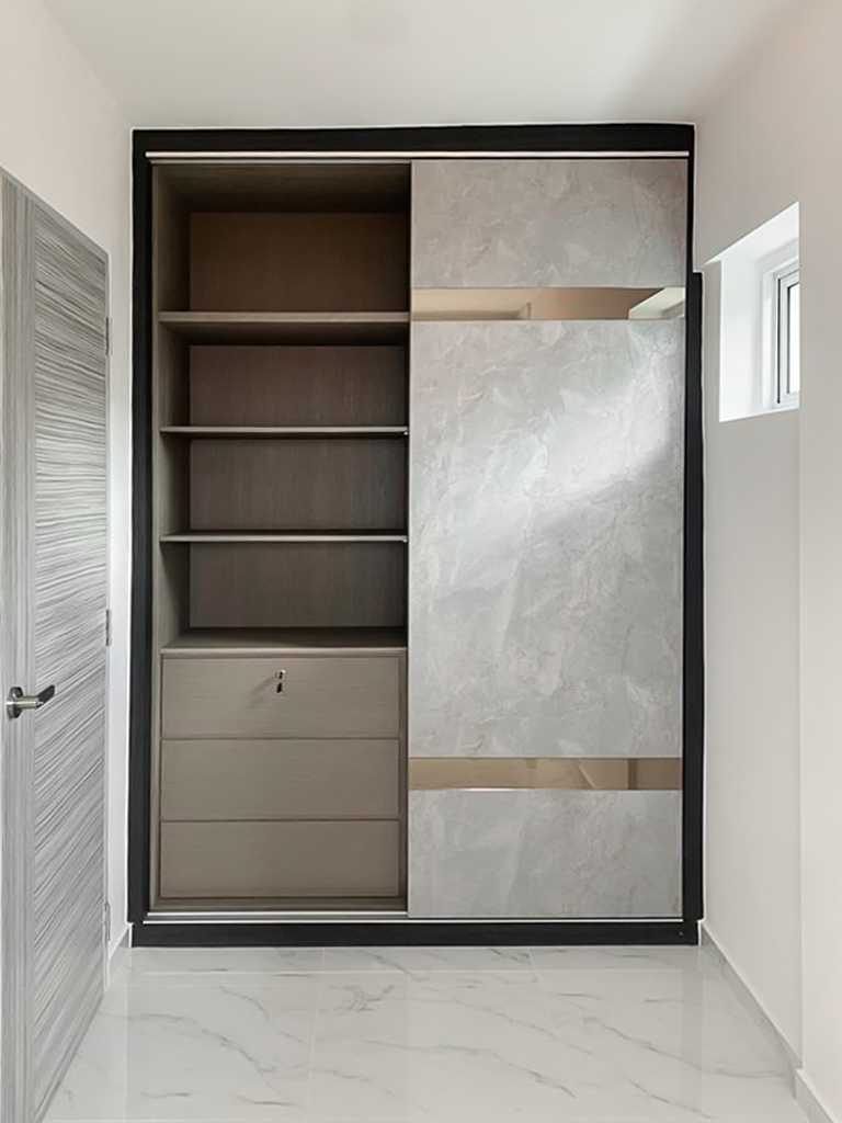 Scandinavian Bedroom with Wardrobe and Sliding Wardrobe