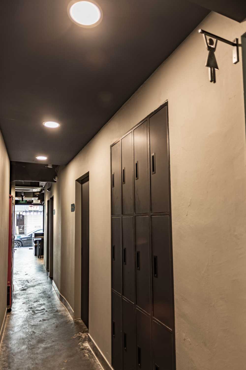 Modern Hallway with Downlights and Storage Cabinets