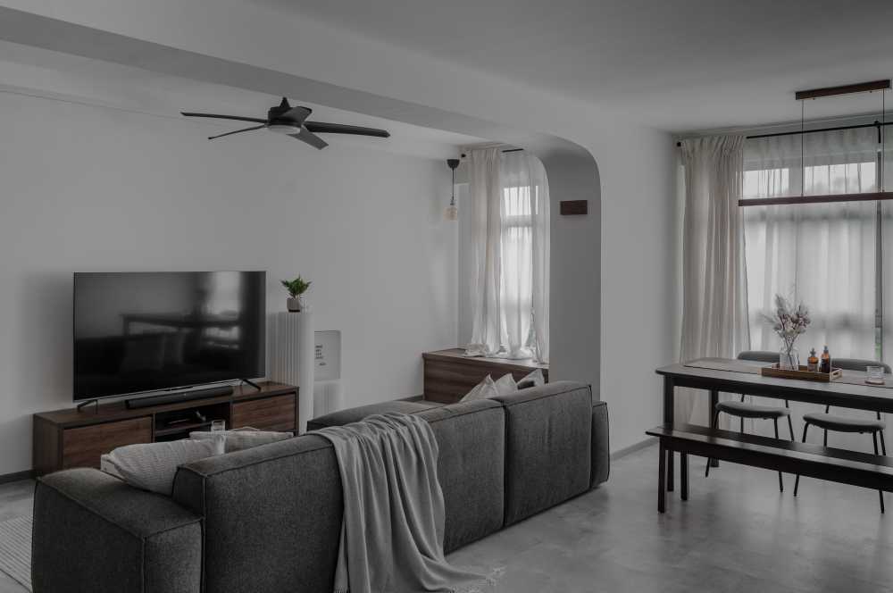Contemporary Living Room with TV Console and Sofa