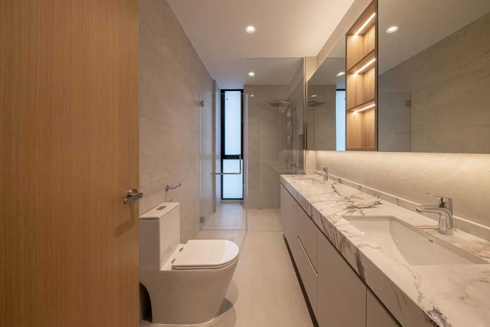 Minimalist Bathroom with Mirror and Bathroom Mirrors