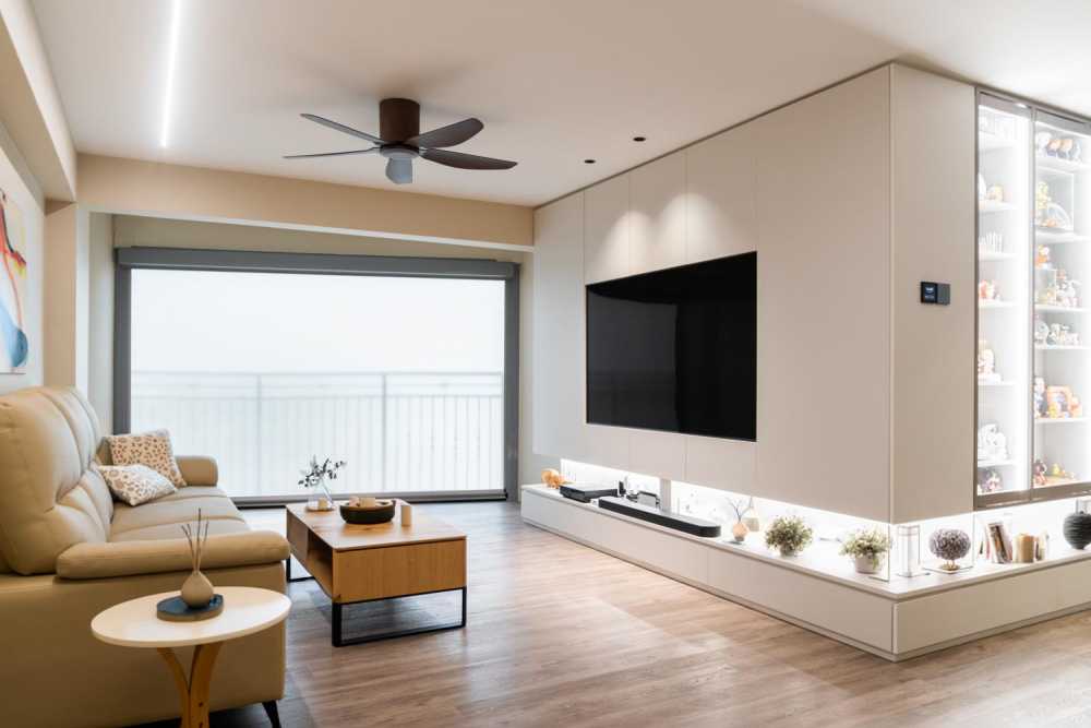 Modern Living Room with TV Console and Feature Wall