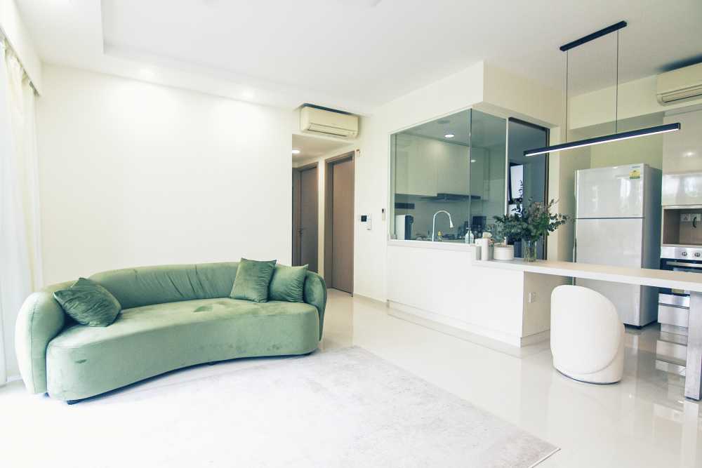 Minimalist Living Room with Countertop and Sofa