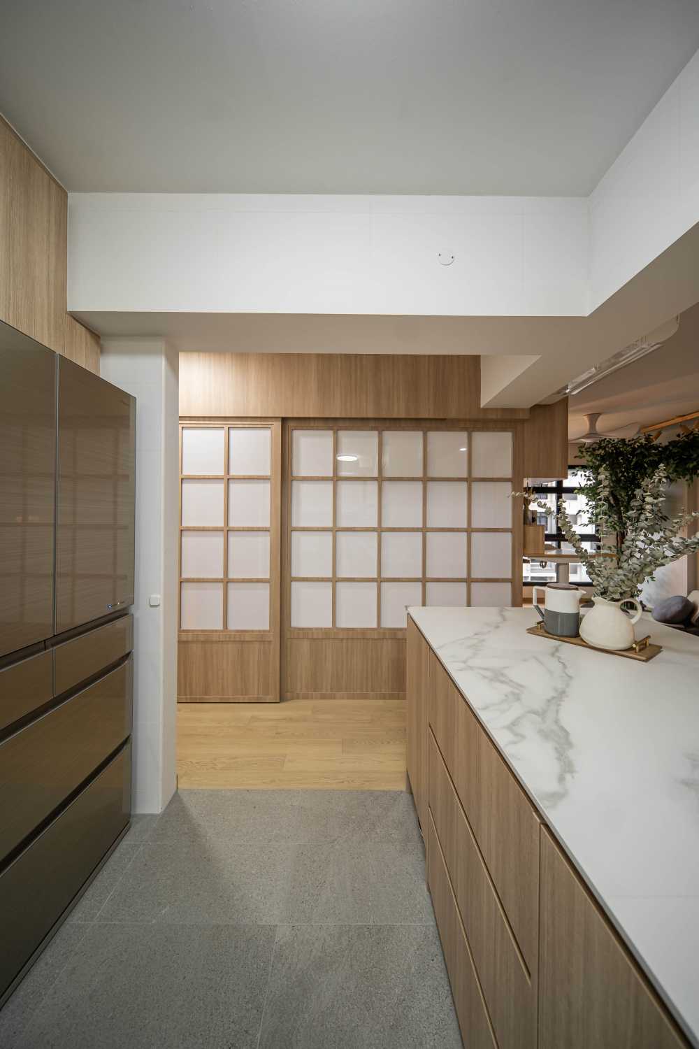 Asian Kitchen with Kitchen Island and Open Kitchen