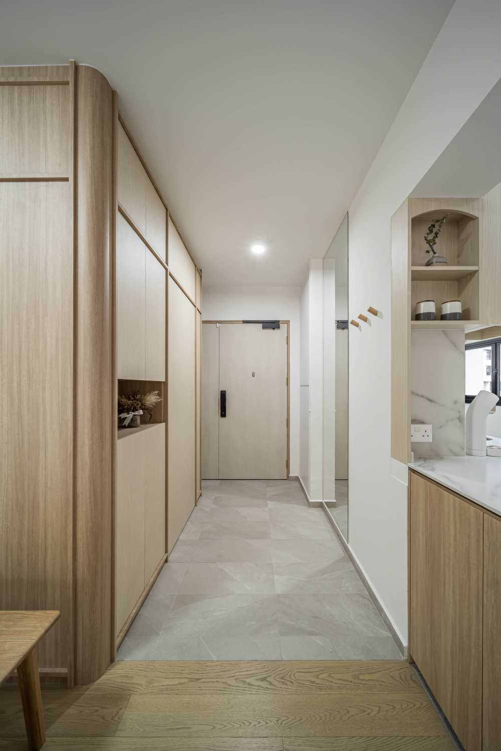 Asian Entryway with Small Storage and Open Storage