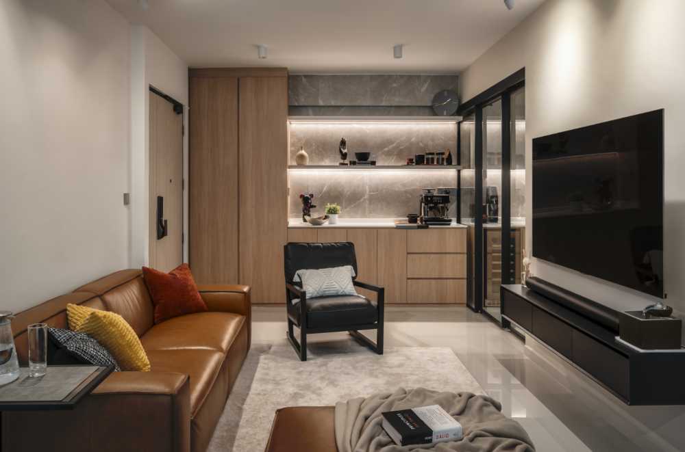 Scandinavian Living Room with Sofa and Storage Cabinets