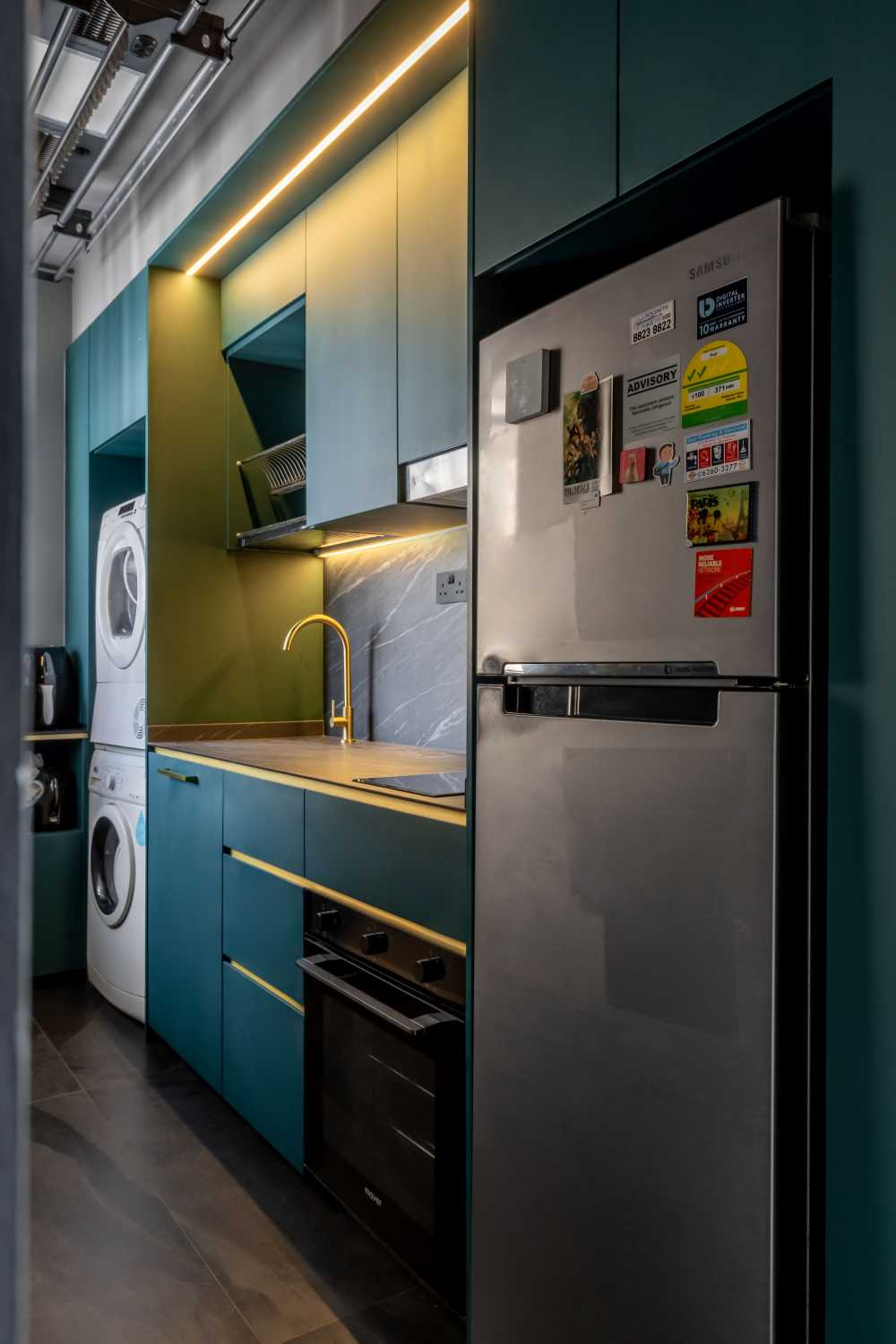 Contemporary Kitchen with Kitchen Window and Cupboard