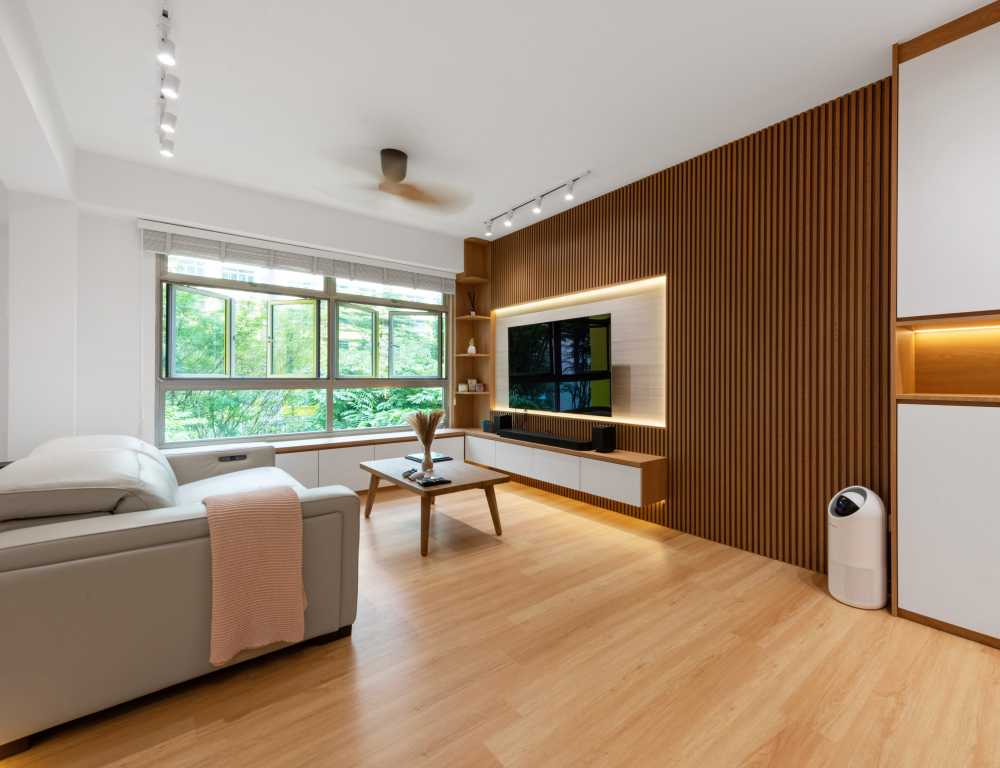 Scandinavian Living Room with Settee and Vinyl Flooring