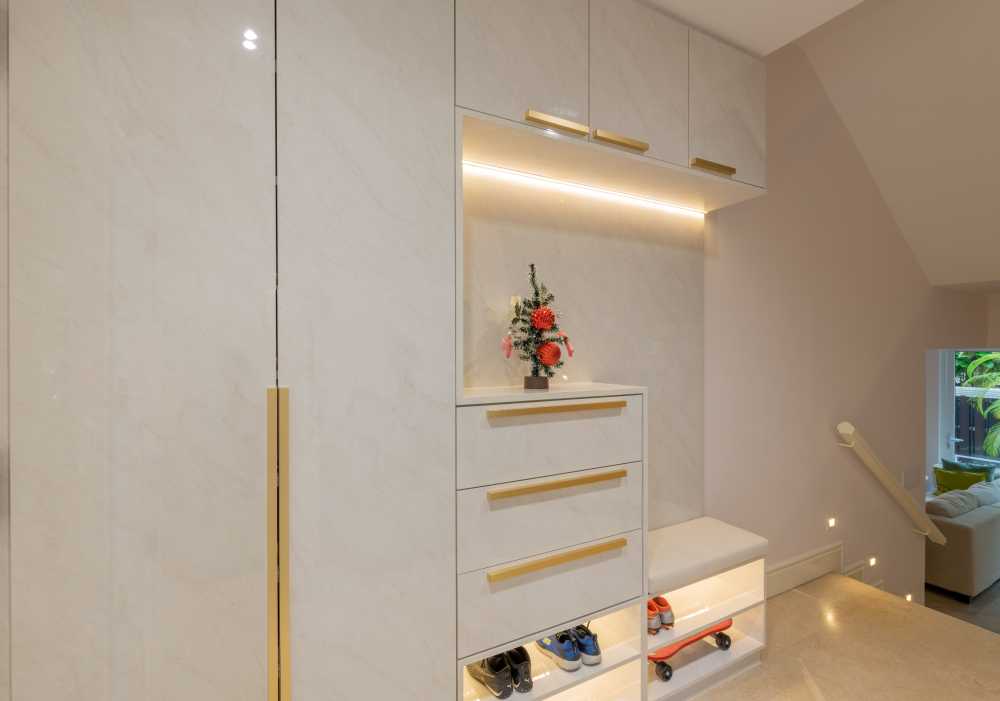 Modern Foyer with Artwork and Console Table