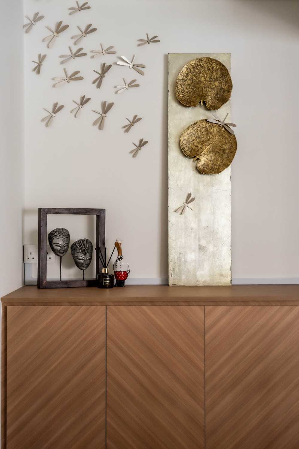 Scandinavian Foyer with Herringbone Tiling and Console Table