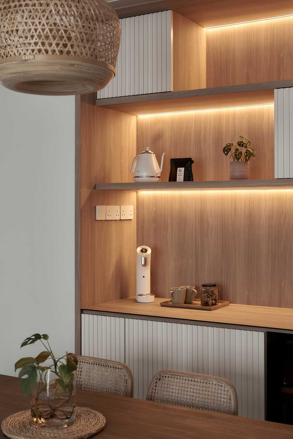 Modern Dining Room with Drop Light and Cove Lighting
