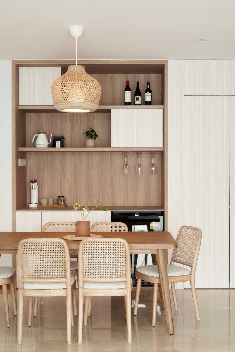 Modern Dining Room with Drop Light and Cove Lighting