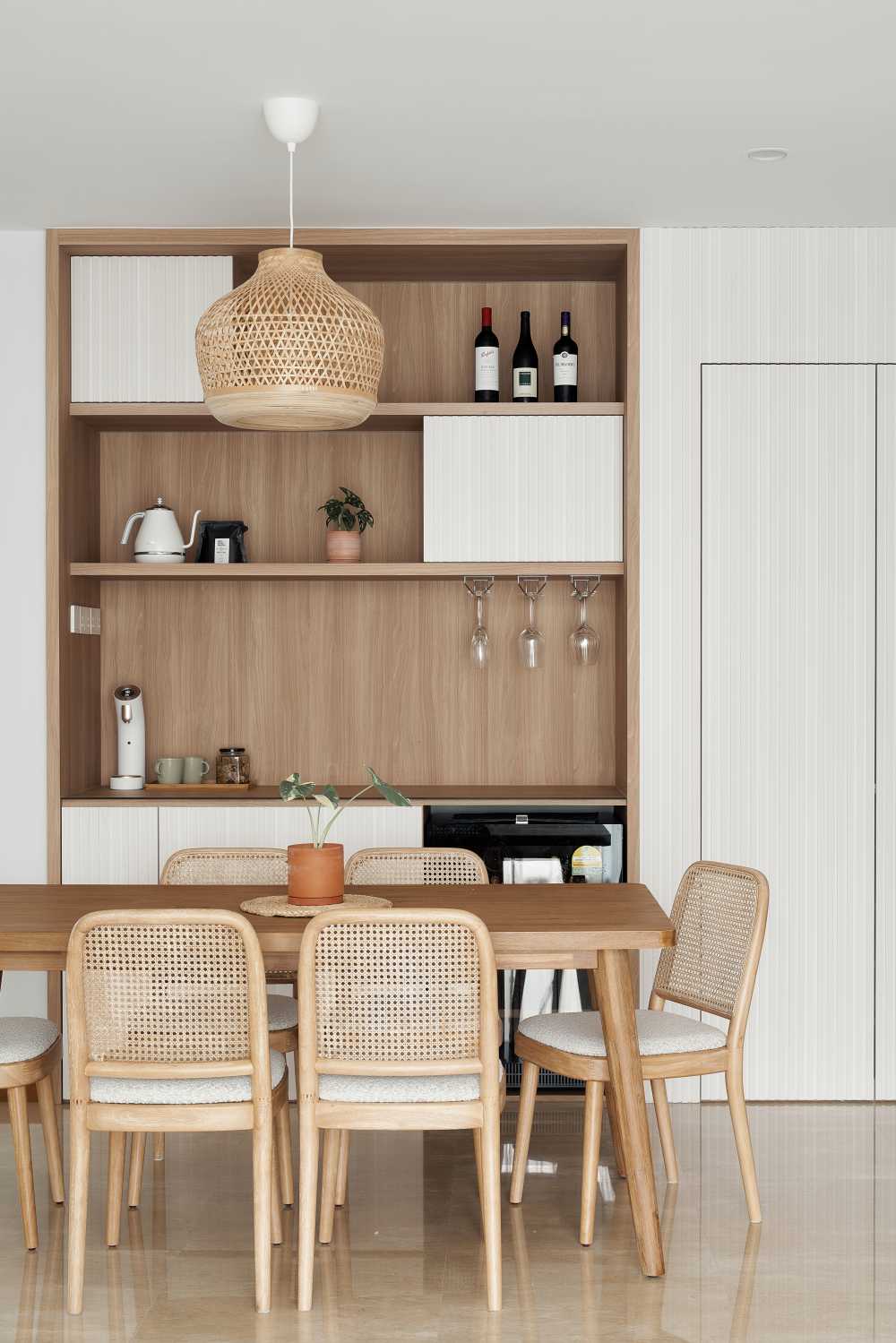 Modern Dining Room with Drop Light and Cove Lighting