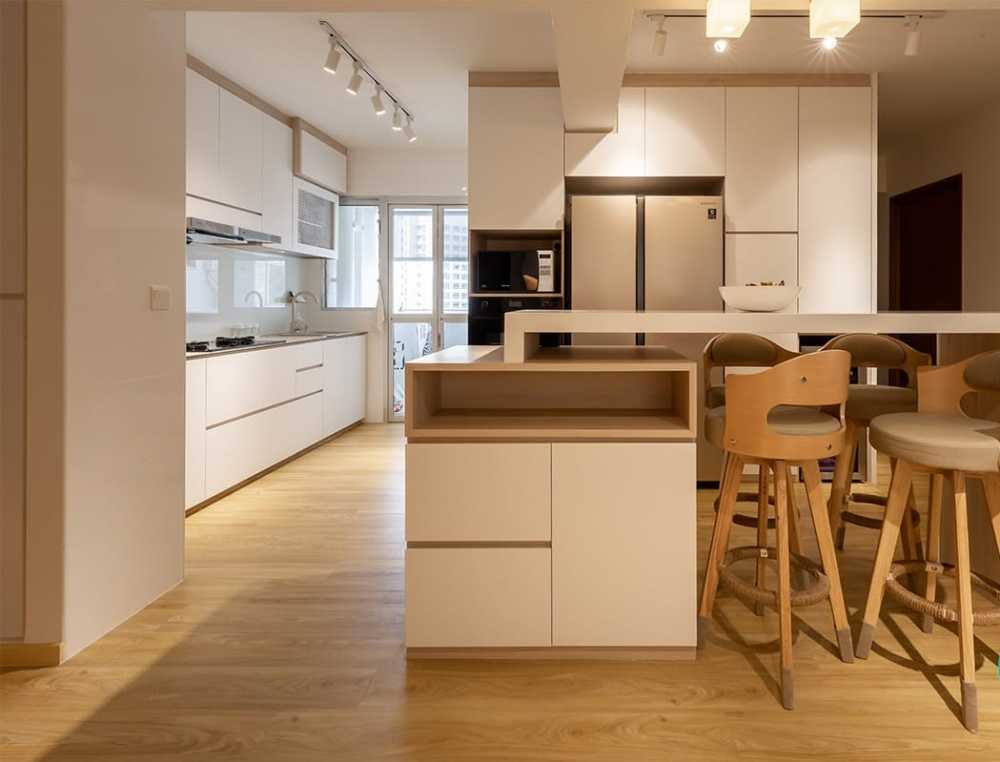 Scandinavian Kitchen with Countertop and Kitchen Island