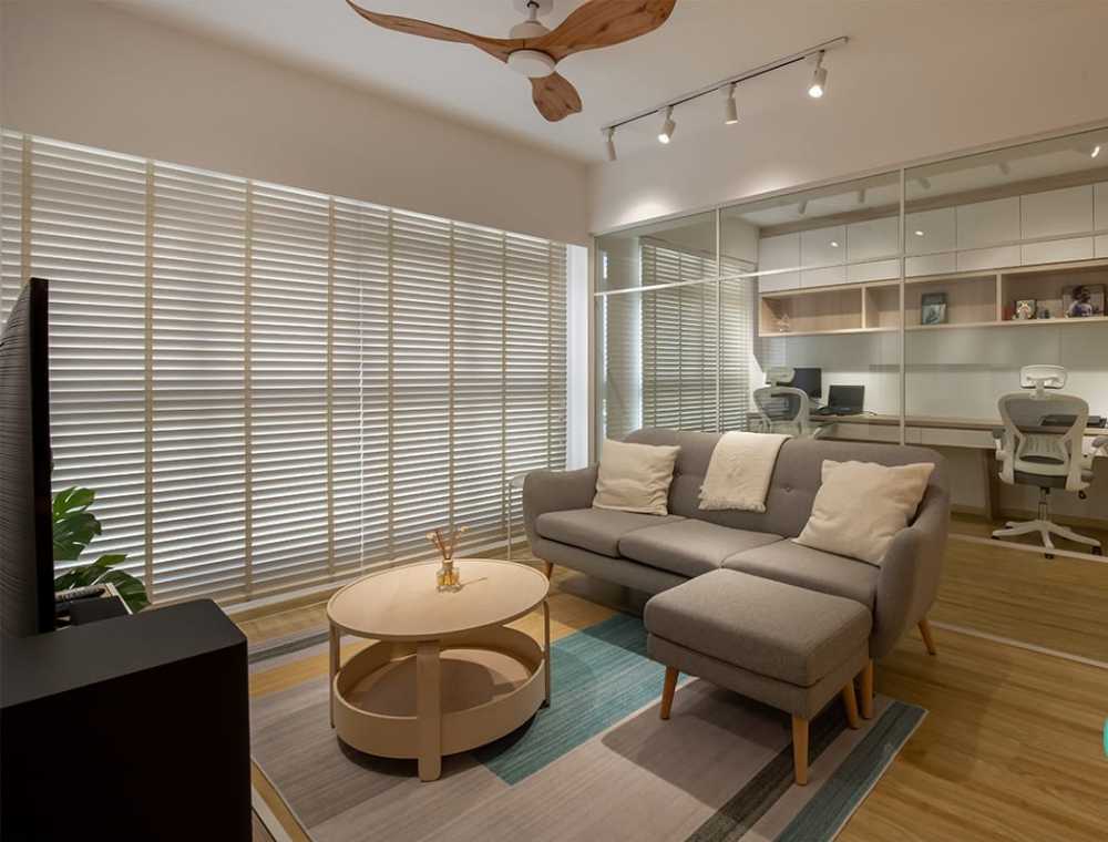Scandinavian Living Room with Settee and Vinyl Flooring
