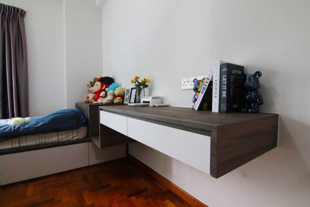 Contemporary Bedroom with Platform Bed and Bedside Table