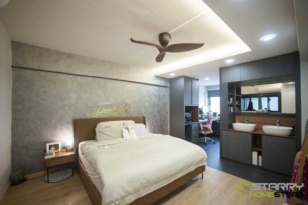 Scandinavian Bedroom with Mirror and Vanity Counter