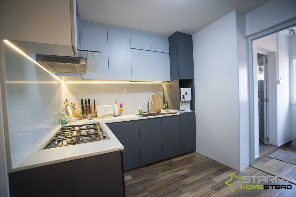 Scandinavian Kitchen with Countertop and Kitchen Cabinets