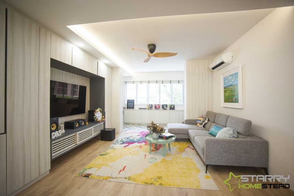 Scandinavian Living Room with TV Console and Sofa