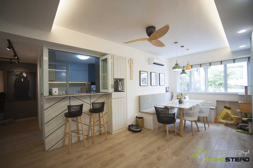 Scandinavian Dining Room with Settee and Bar Counter