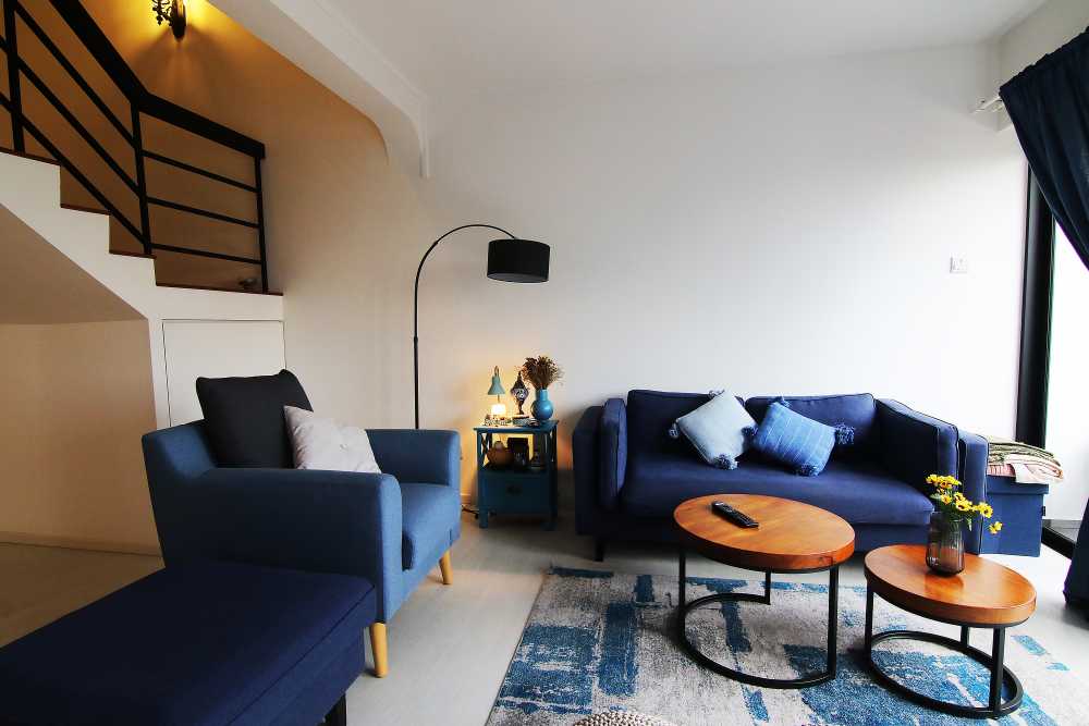 Scandinavian Living Room with Carpet and Sofa