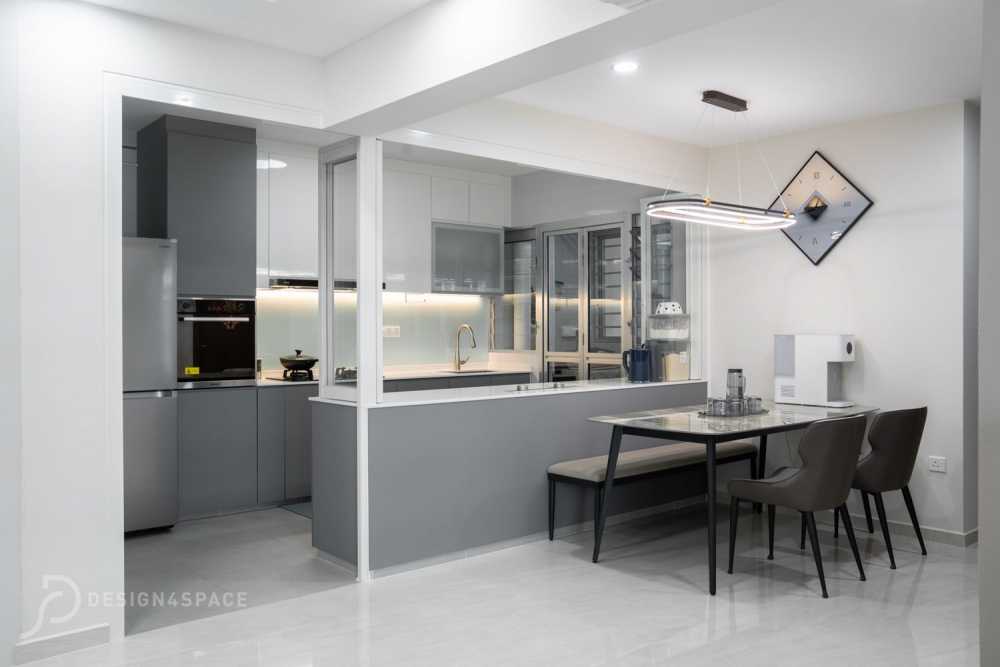 Modern Dining Room with Ceiling Light and Dining Table