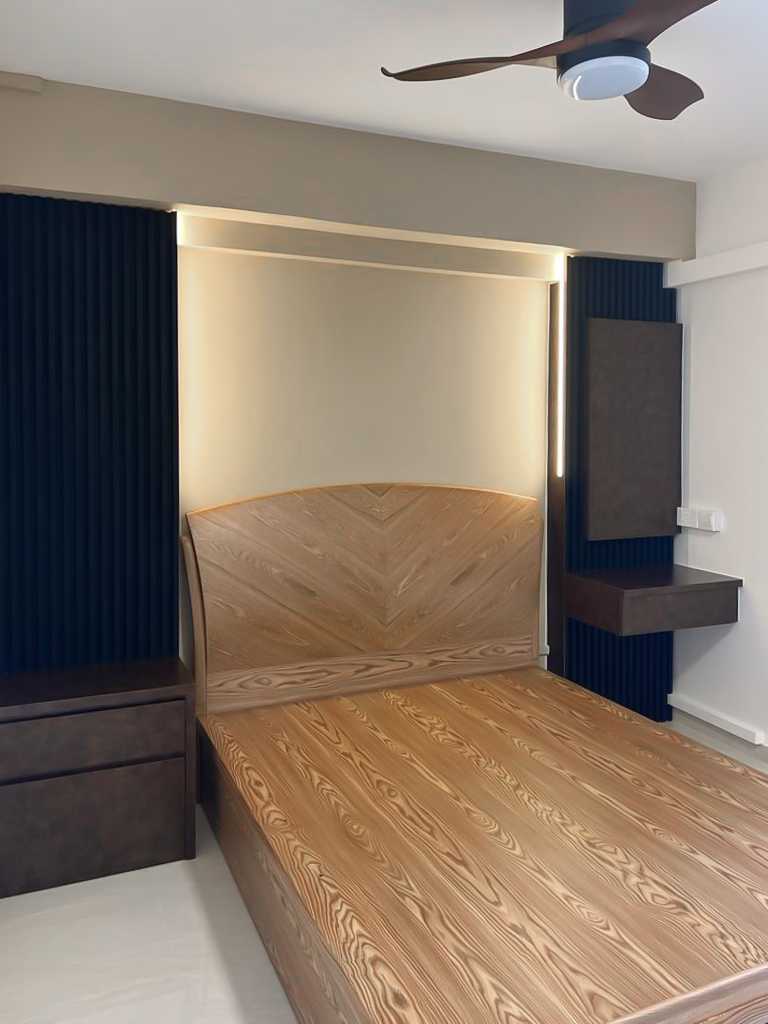 Scandinavian Bedroom with Bedside Table and Bedroom Dresser