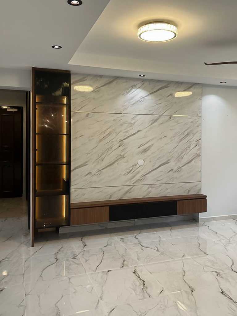 Scandinavian Living Room with TV Console and Panelling