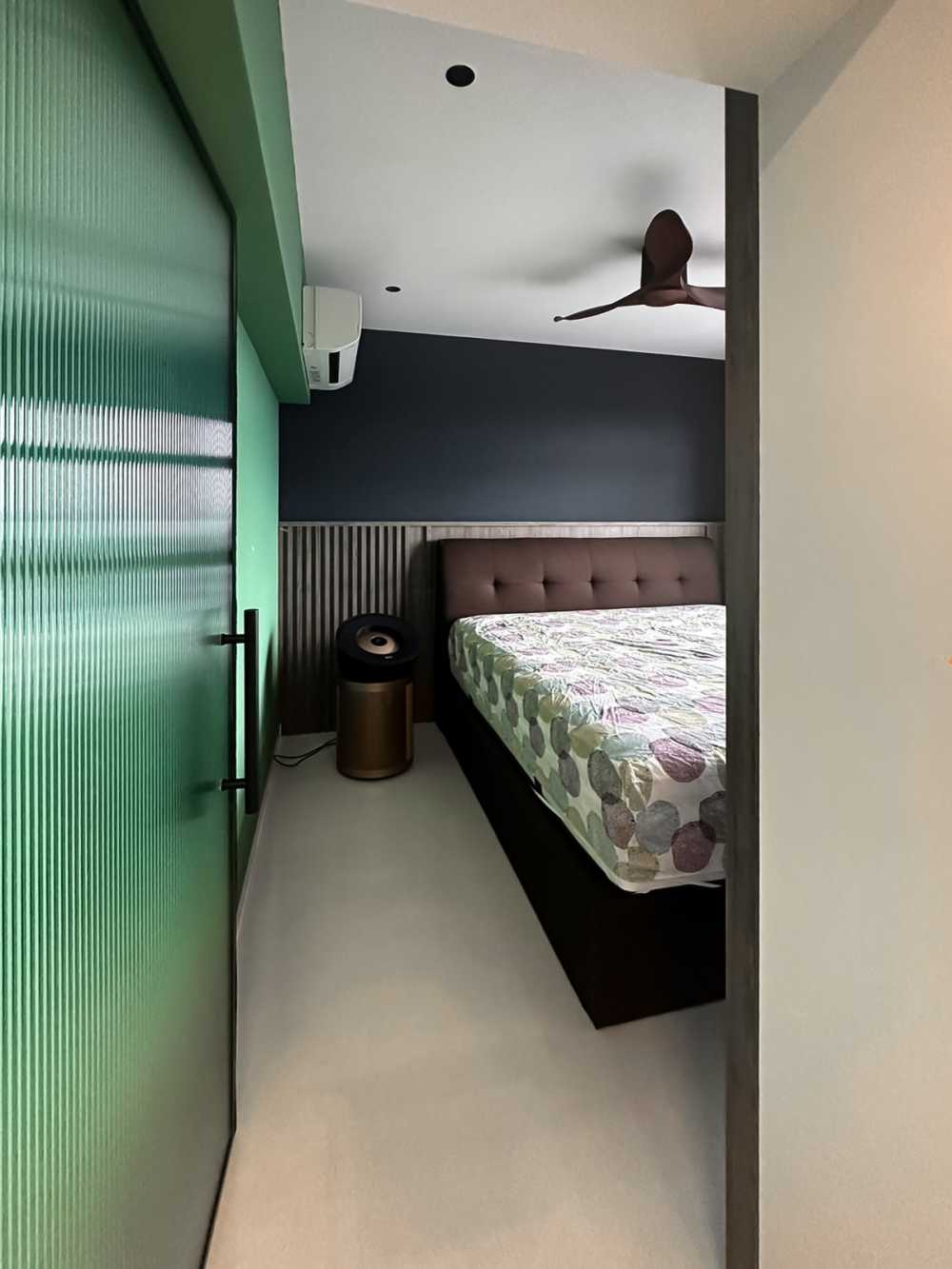 Scandinavian Bedroom with Panelling and Paintings