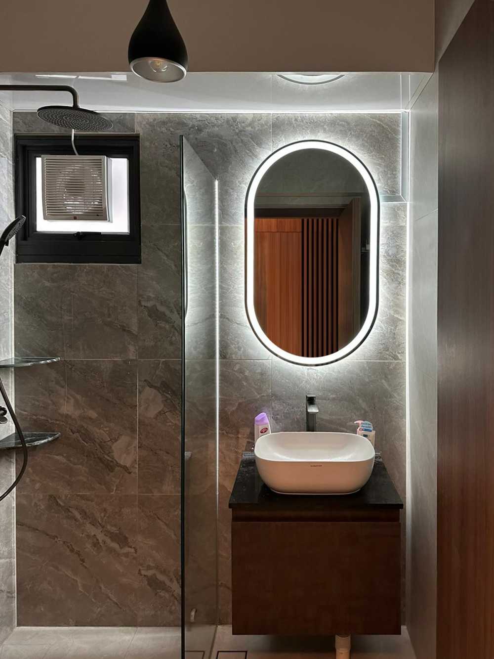 Scandinavian Bathroom with Bathroom Storage and Bathroom Sinks