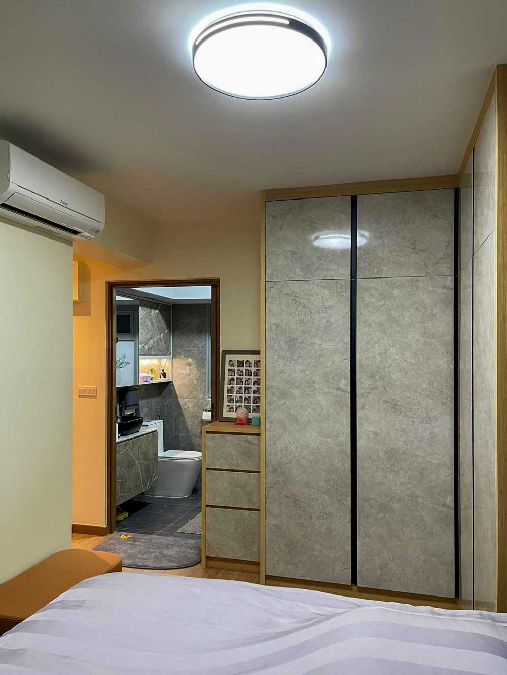Contemporary Bedroom with Ceiling Light and Wardrobe