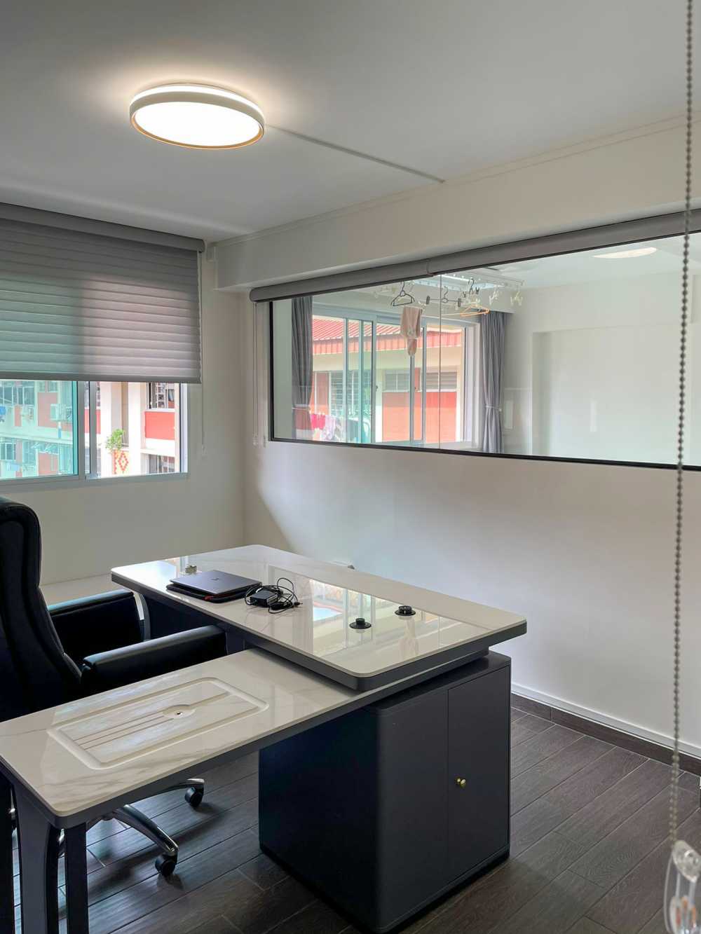 Modern Office with Desk and Desk Chairs
