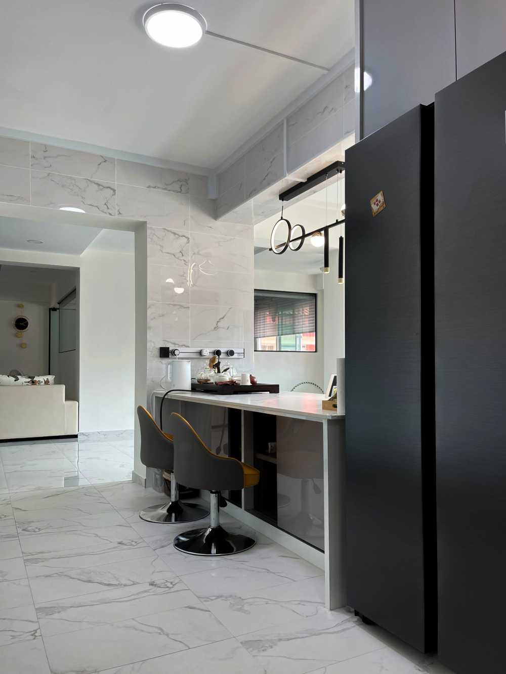 Modern Dining Room with Ceiling Light and Dining Table