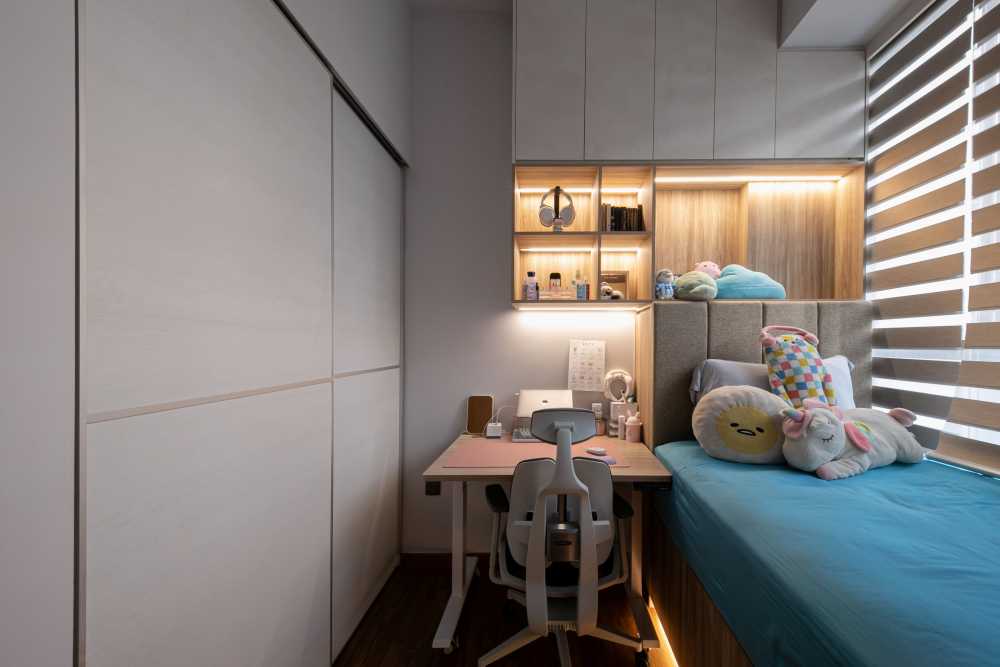 Contemporary Bedroom with Wardrobe and Downlights