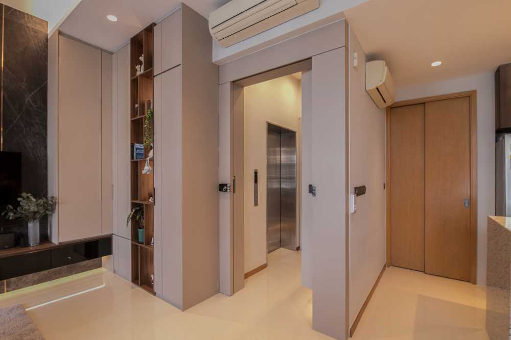Contemporary Entryway with Small Storage and Shoe Cabinets