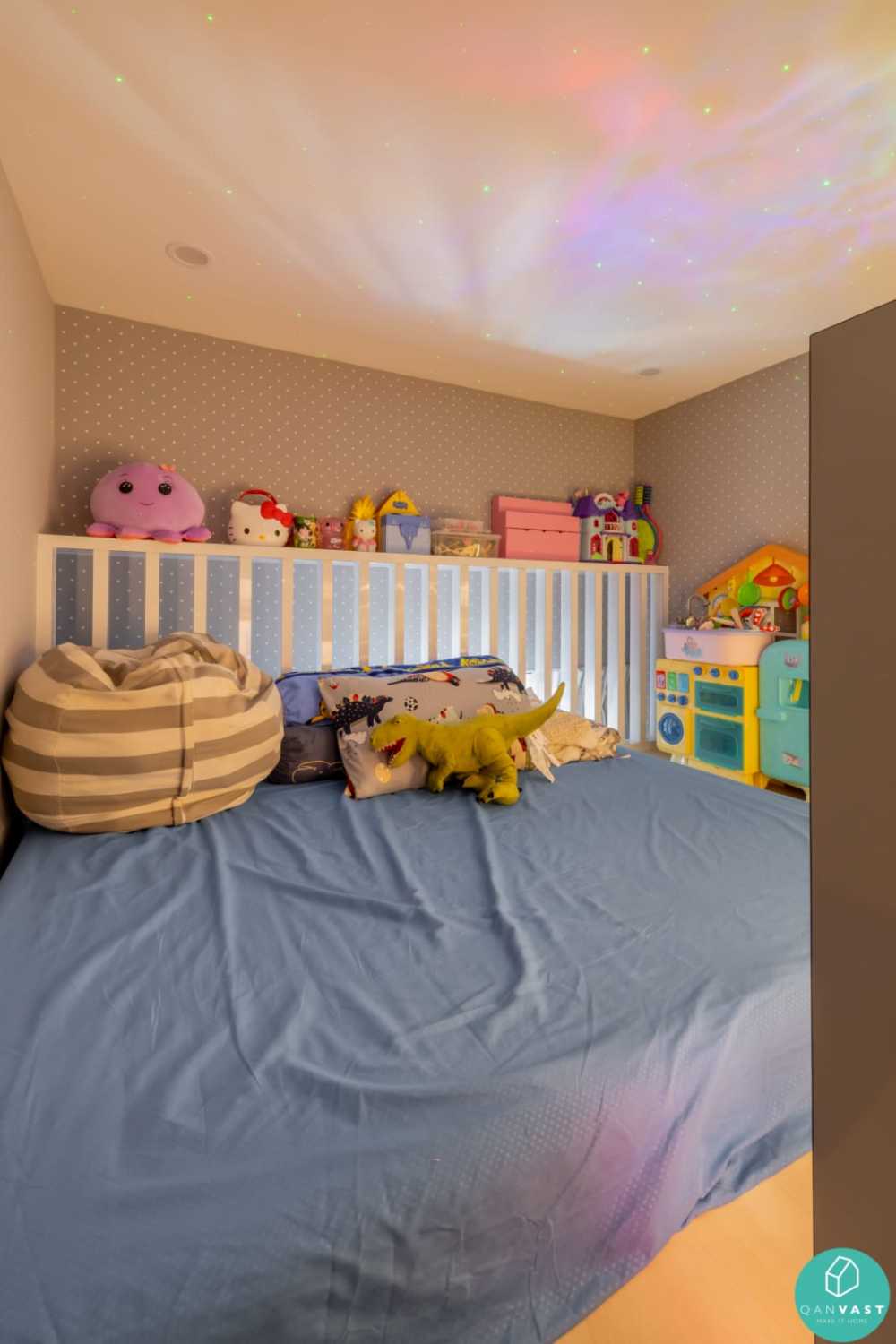 Modern Kids Room with Platform Bed and Toys