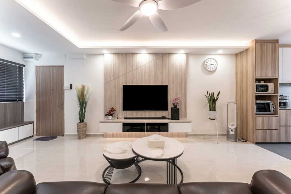 Modern Living Room with TV Console and Feature Wall