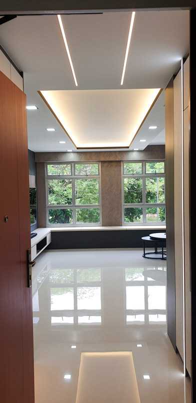 Modern Entryway with Downlights and Seating Bench