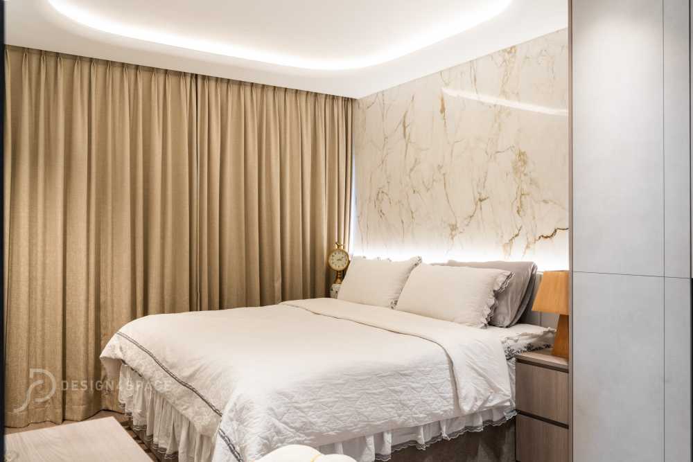 Modern Bedroom with Vinyl Flooring and Drop Ceiling