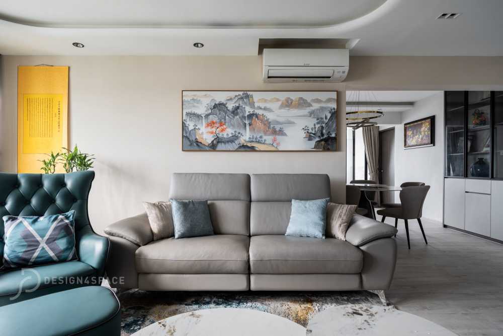 Modern Living Room with Vinyl Flooring and Feature Wall