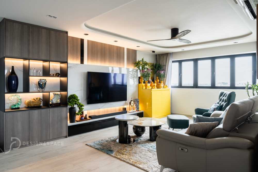 Modern Living Room with TV Console and Feature Wall