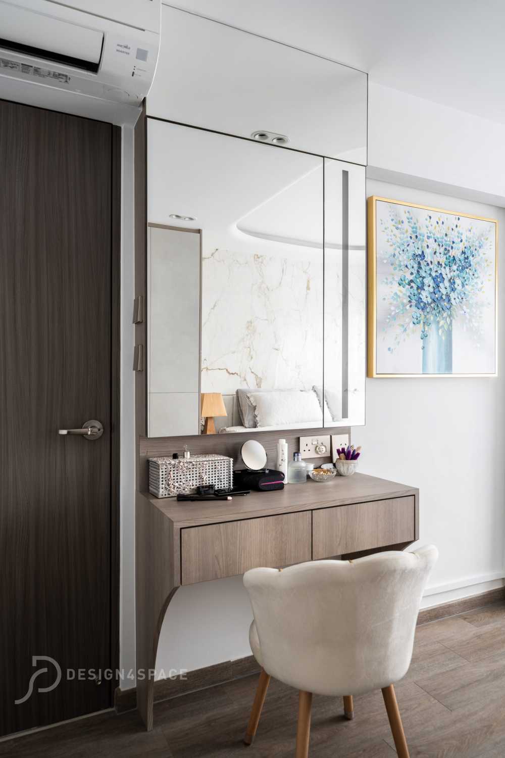 Modern Bedroom with Vinyl Flooring and Drop Ceiling