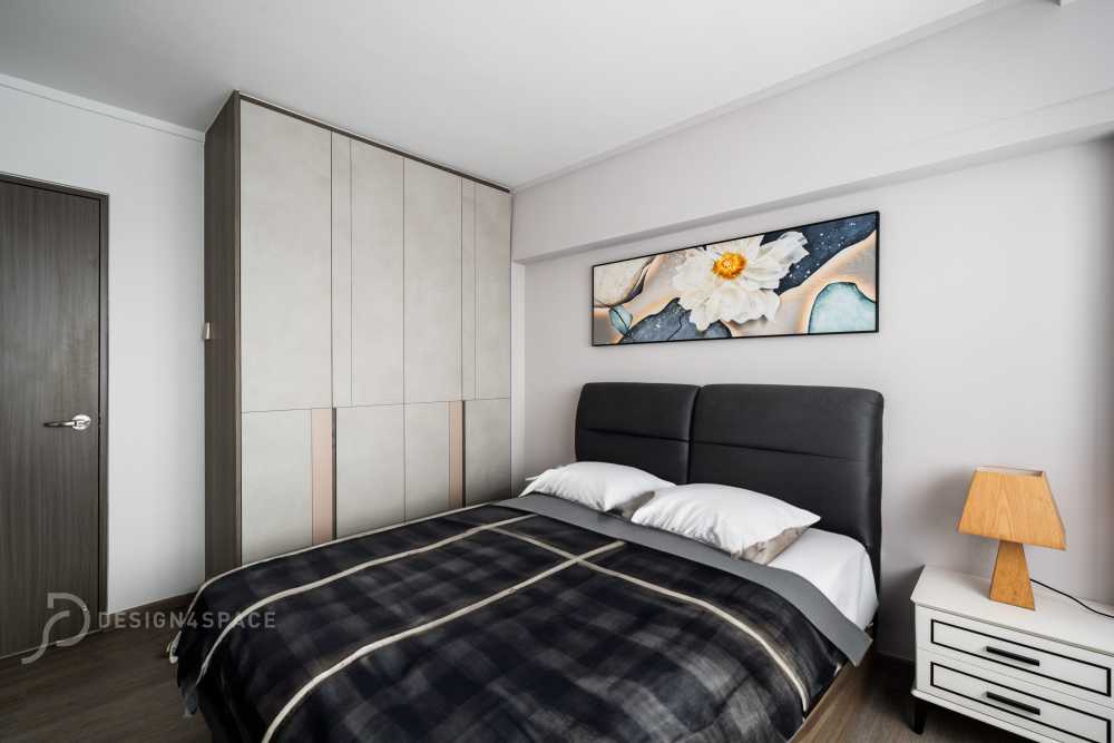 Modern Bedroom with Wood Flooring and Wardrobe