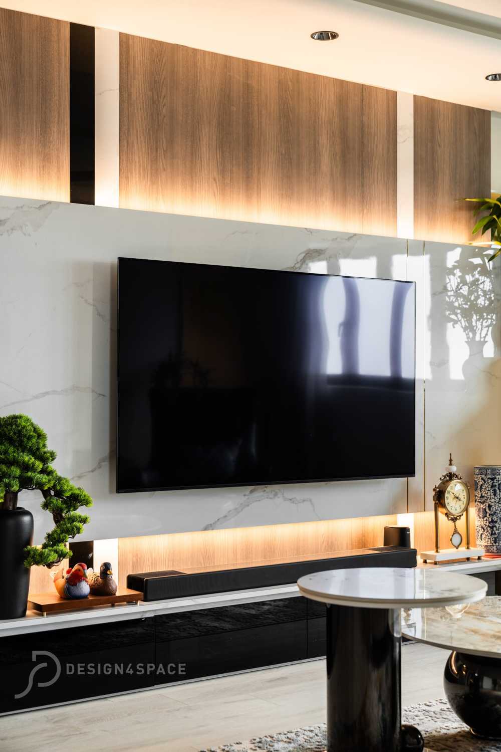 Modern Living Room with Feature Wall and TV