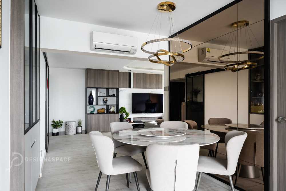 Modern Living Room with Vinyl Flooring and Feature Wall