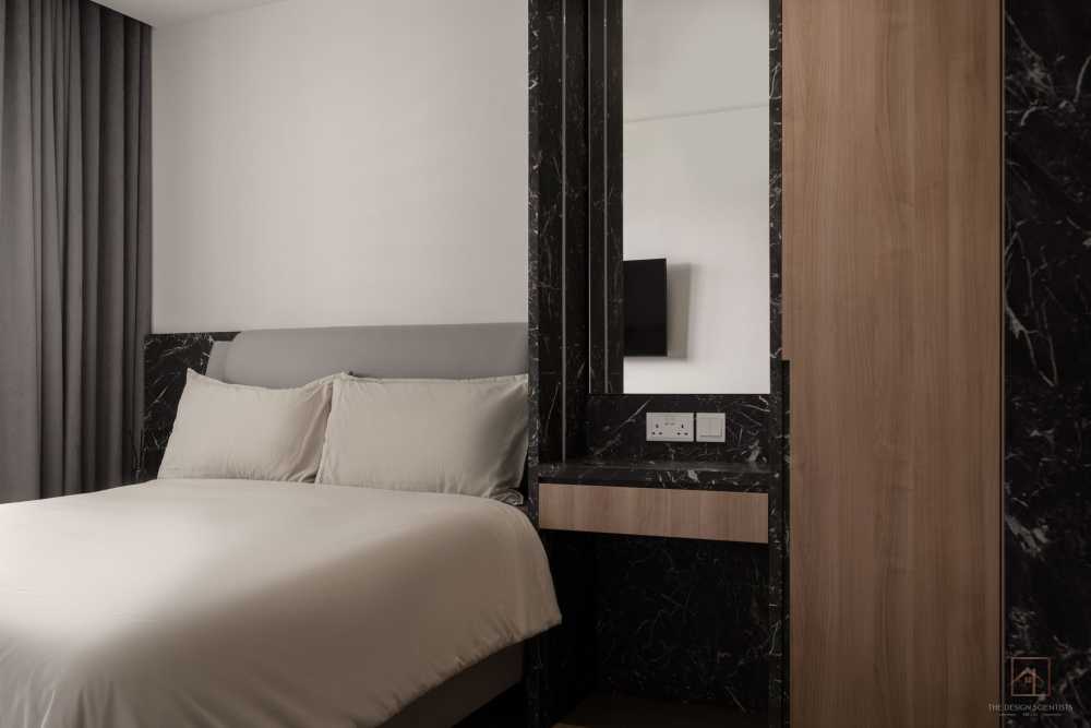 Contemporary Bedroom with Cove Lighting and Built-in Bed